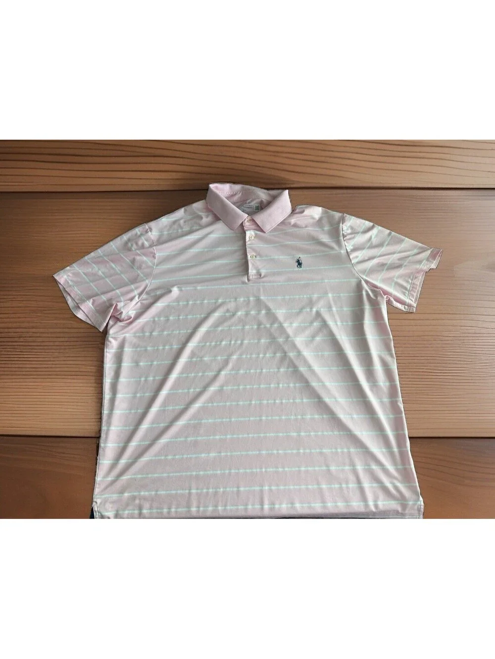 Polo Ralph Lauren Performance Golf Shirt Men XXL Pink White Striped Short Sleeve